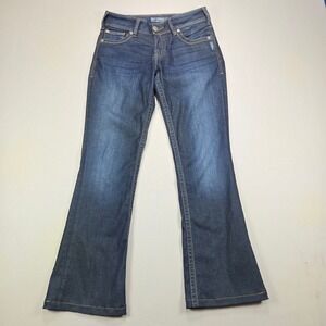 Silver Jeans Co Suki Mid Slim Bootcut Dark Wash Indigo Denim Womens 27x34